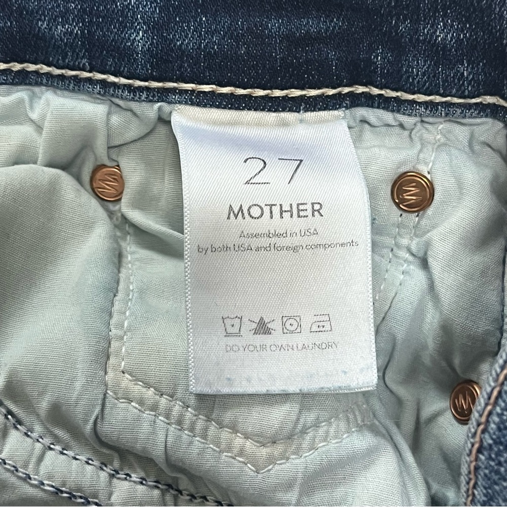 MOTHER Insider Crop Step Chew Denim Jeans High Rise Medium Wash Distressed 27 - Picture 12 of 16